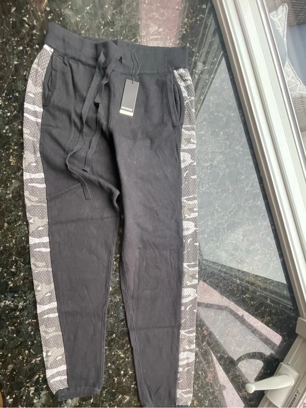 Monrow Kids Black Knit Jogger Pants with Tag